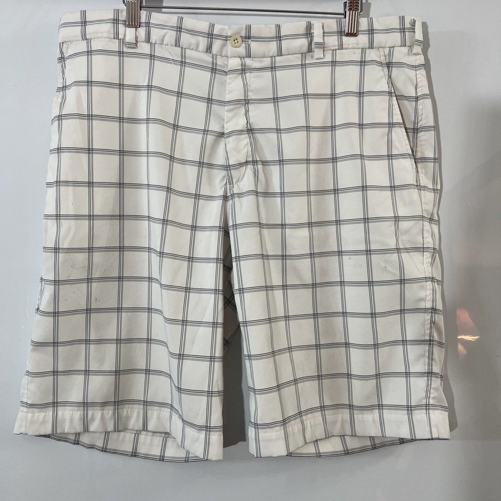 Nike Golf Shorts‎ Mens Size 38 Lightweight Plaid Blue and White 11" Inseam